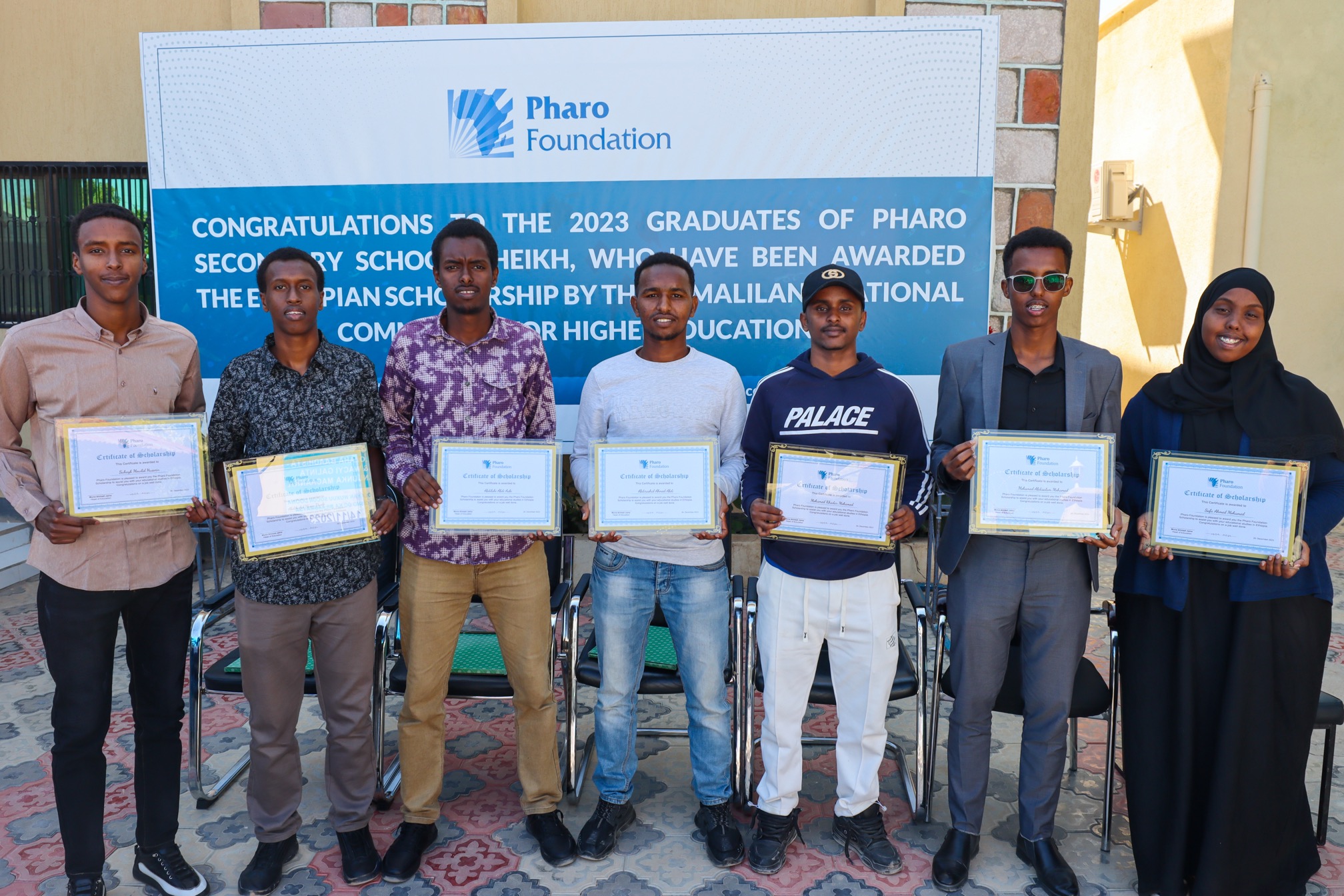 2023 graduates of Pharo Secondary School Sheikh awarded Ethiopian scholarships by the Somaliland National Commission for Higher Education.